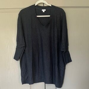 J. Jill Navy-Gray Pure Jill Knit Sweater
